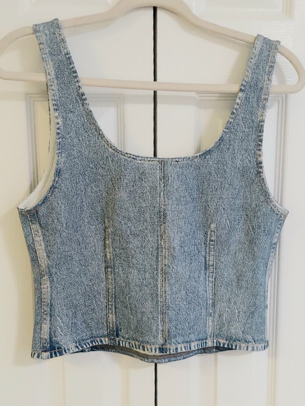Rag & Bone Top, NEW! Size M, Blue Stretch Denim, Cropped - Picture 8 of 11
